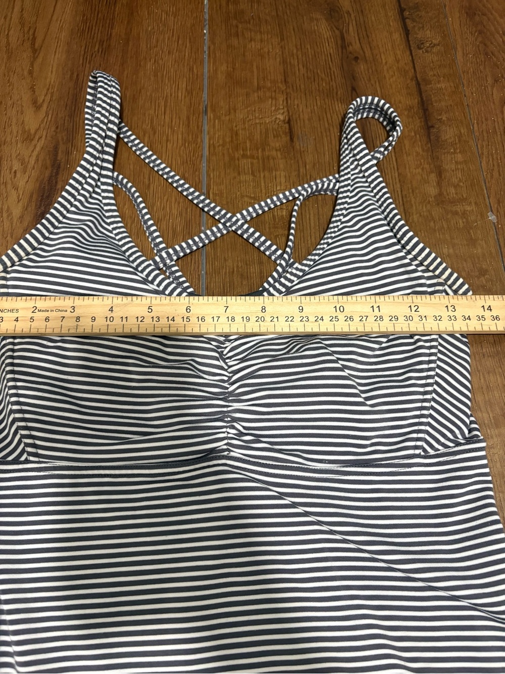 prAna Rebecca Dress M Grey Striped Strappy Back Shelf Bra Athletic - Picture 8 of 9